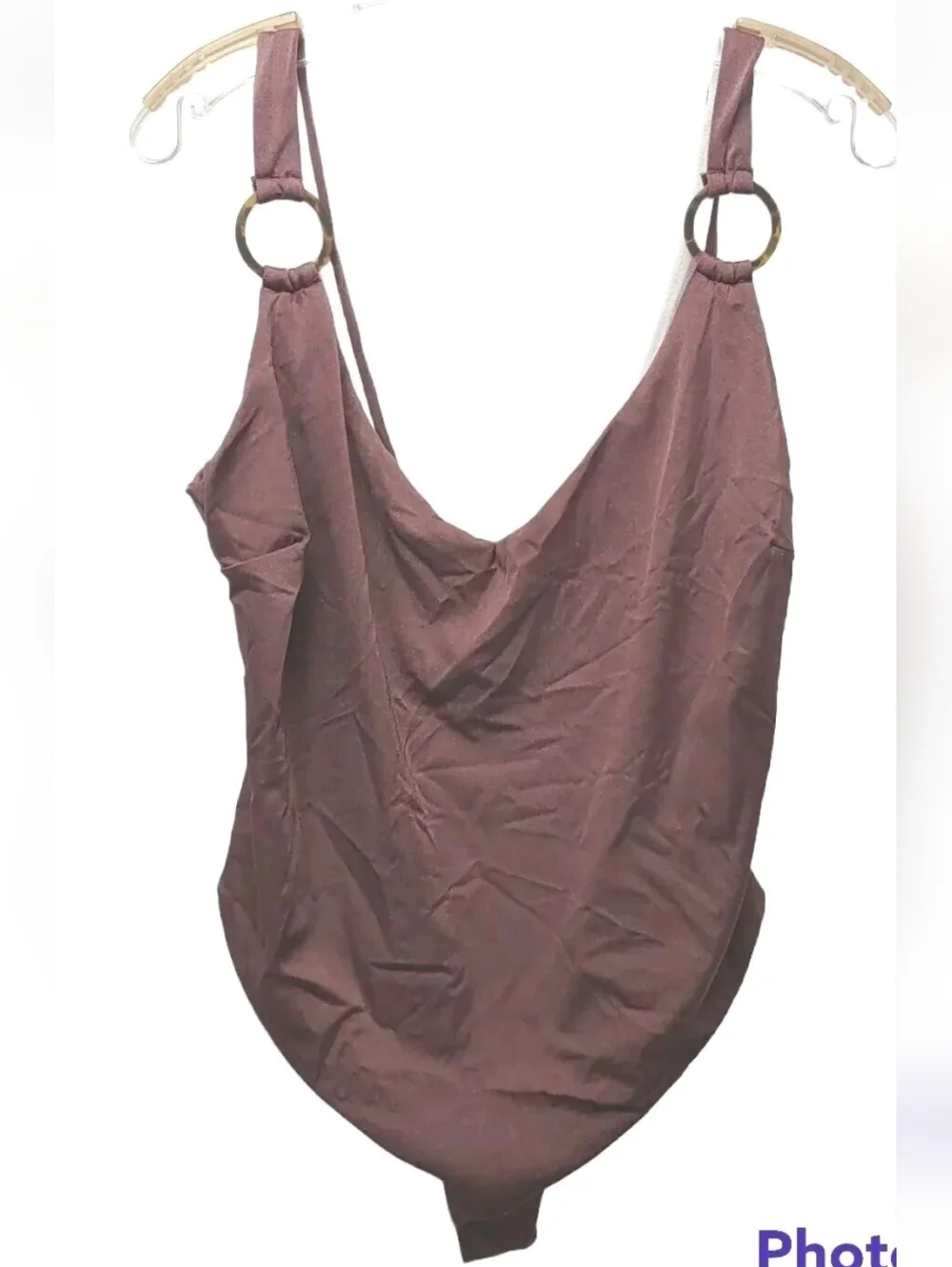 ASOS DESIGN Wireless Swimsuit Fuller Bust Ring Detail Mauve 16W DD-G Resort New